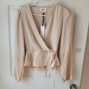Olive & Oak Women's Beige Wrap Blouse
